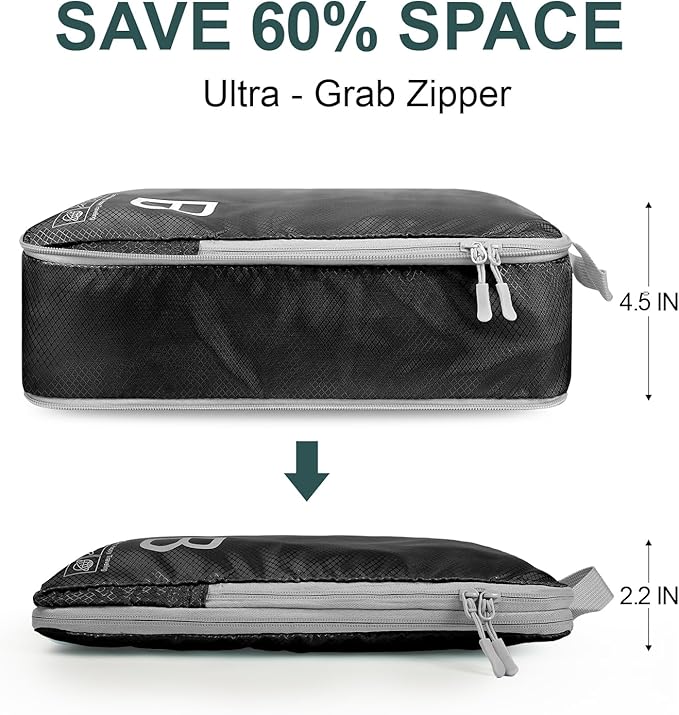 Compression Packing Cubes for Travell Fabric Packing Cubes with Smooth Zippers, Space-Saving Compression Bags for Travell, Luggage Organizers for Clothes, Shoes, and Accessories