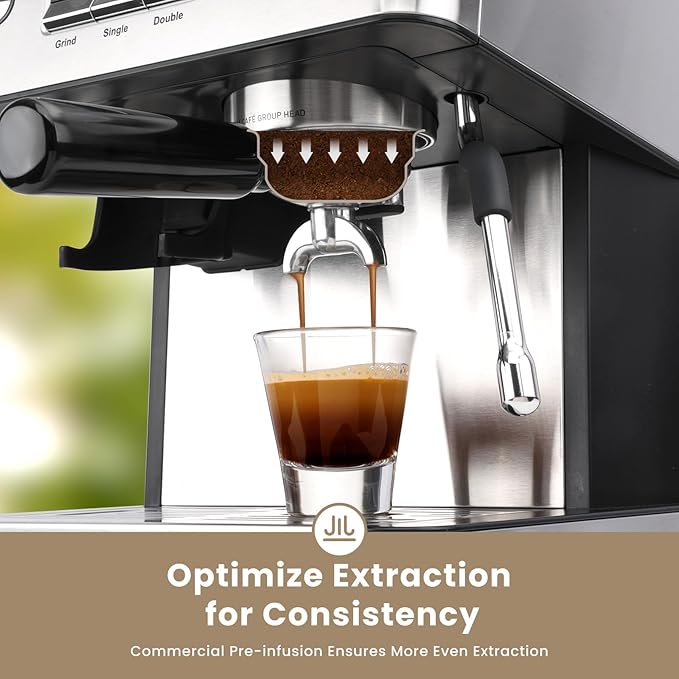 Gevi Espresso Machine with Grinder & Milk Frother, 20 Bar Professional Coffee Maker for Home, Removable Water Tank, Steam Wand, Perfect for Espresso, Cappuccino, Latte