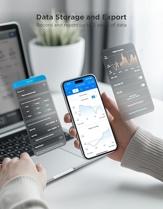 GoveeLife 2.0 WiFi Hygrometer Thermometer 6 Pack, Smart Humidity Temperature Sensor with App Notifications, 2-Year Free Data Storage Export, Temperature Humidity for Bedroom, Wine Cellar, Basements