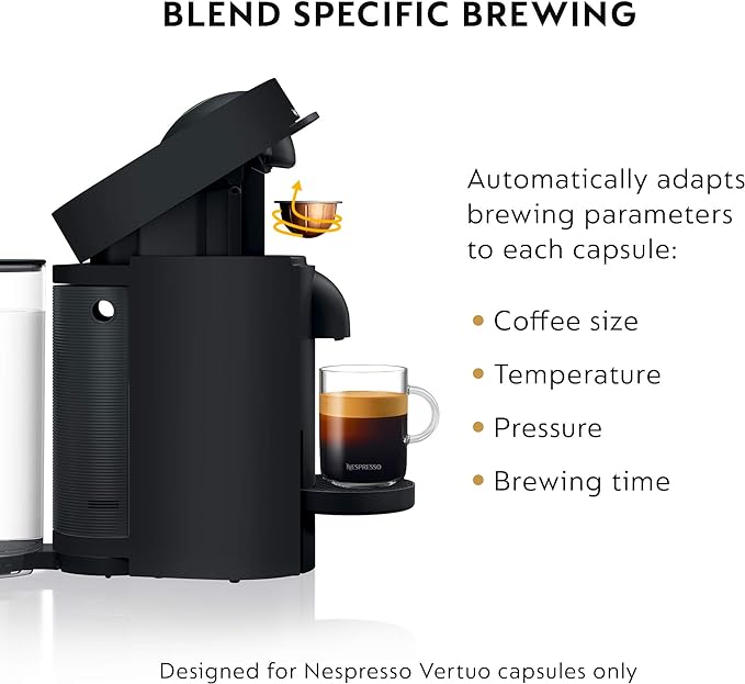 Nespresso Vertuo Plus Deluxe Coffee and Espresso Maker by De'Longhi, Matte Black