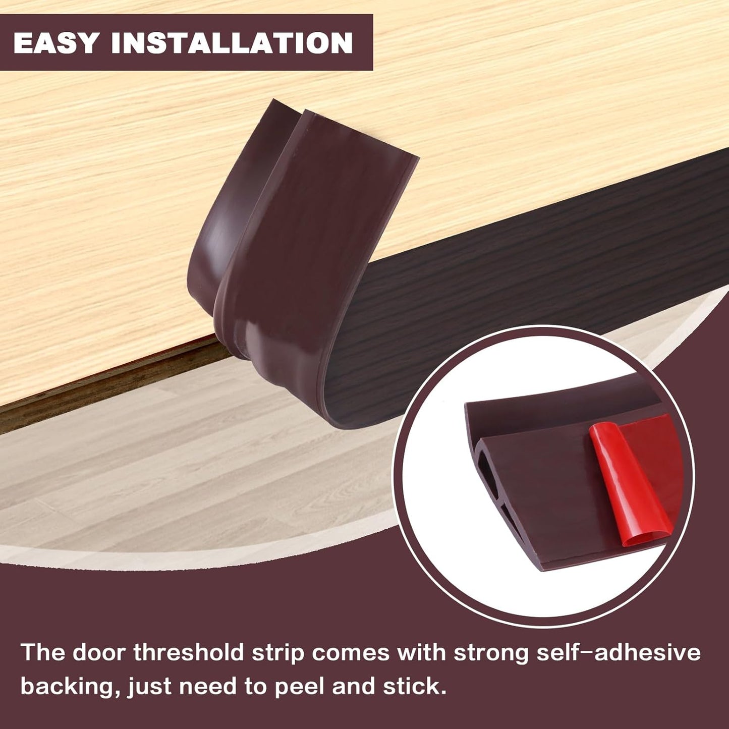 Vinyl Door Threshold Flooring Transition Strip Self Adhesive Carpet Edging Strip for Laminate Doorway Edge Threshold from 1/5" to 2/5" (Black Walnut Wood Grain, 3.3 Ft)