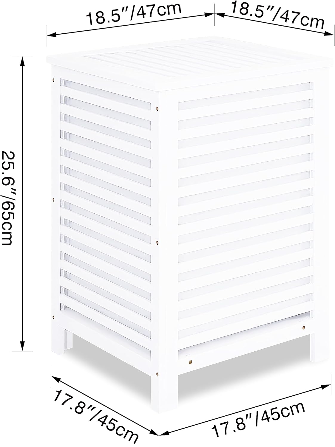 SMIBUY Double Laundry Hamper with Lid, 120L Bamboo Laundry Basket with Removable Liner Bag, 2-Section Clothes Divider Laundry Sorter for Laundry Room, Bathroom, Bedroom (White)