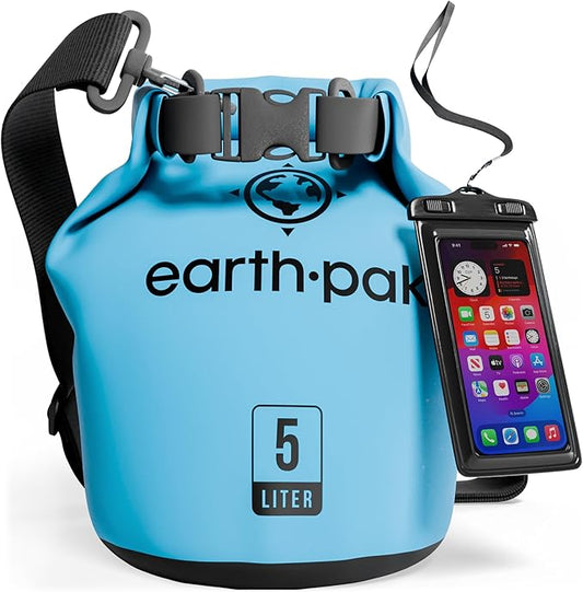 Earth Pak Waterproof Dry Bag - Roll Top Waterproof Backpack Sack Keeps Gear Dry for Kayak with Waterproof Phone Case