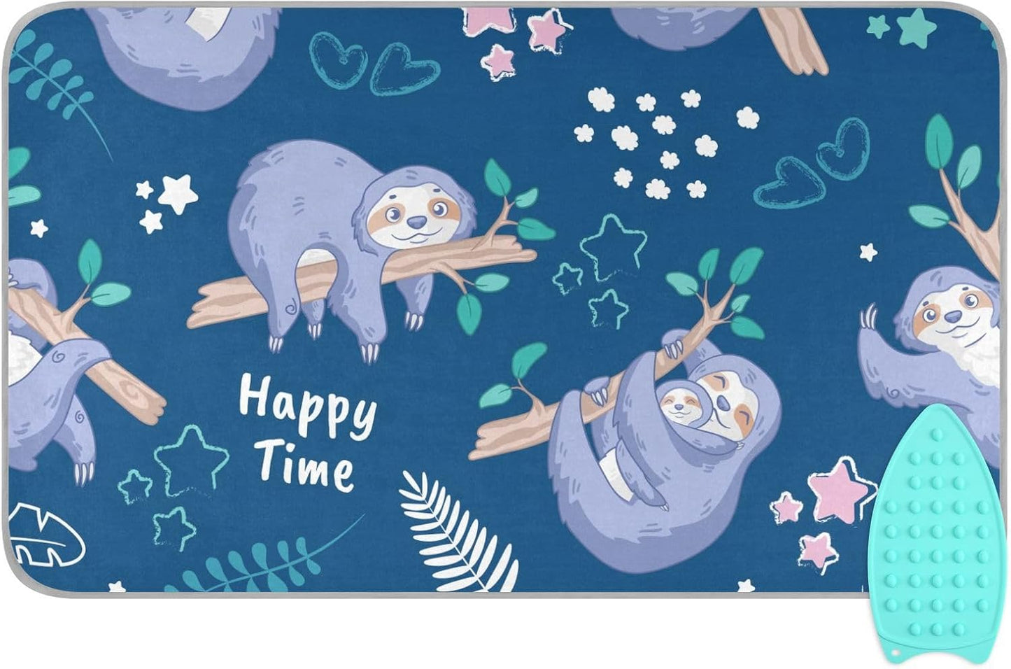 Ironing Mat Thickened Ironing Blanket Travel Portable Double-Side Using Ironing Pad Travel Isolate Heat Pad Cover for Washer Dryer Table Top Countertop (27.6x47.2in) Sloth