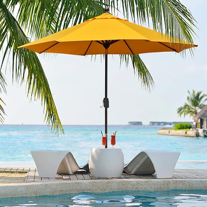 EliteShade USA 10-Year-Non-Fading 9Ft Market Umbrella Patio Umbrella Outdoor Table Umbrella with Ventilation, Sunflower Yellow