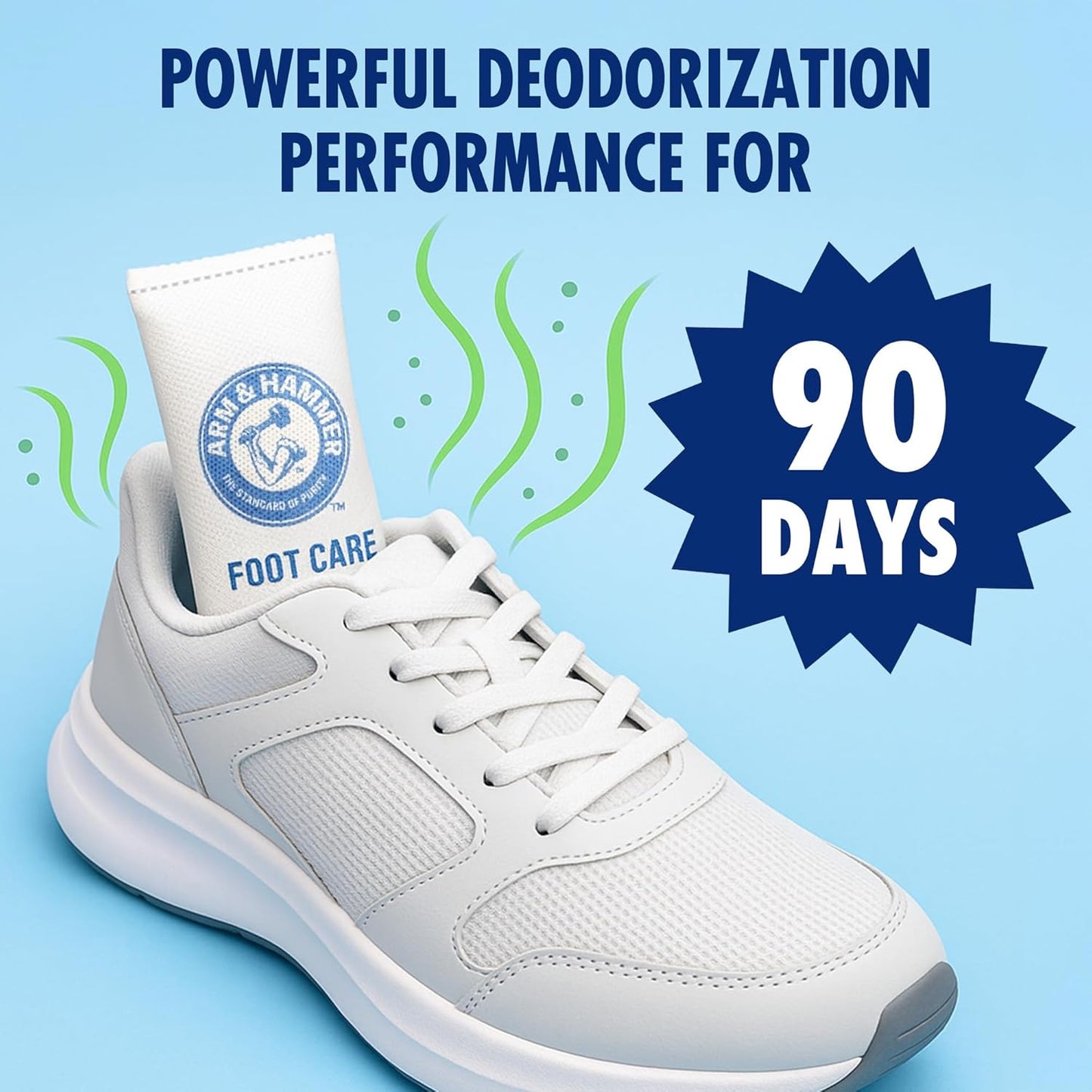 Arm & Hammer In-Shoe Odor Destroying Pouches, Shoe Deodorizer Insert for Reducing Odor and Absorbing Moisture, Smell Eliminator for All Footwear, Gym Bags and Work Boots (2 Pairs)