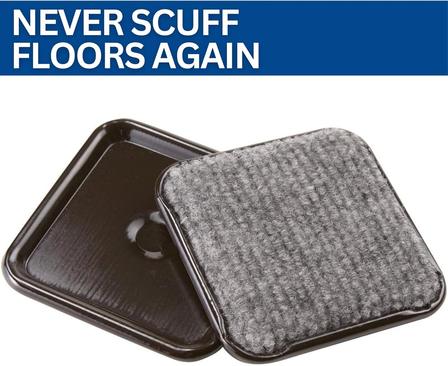 SoftTouch 2 1/2" Square Reusable Carpet Bottom Furniture Caster Cups to Protect Hardwood, Tile or Laminate Floors, Brown/Gray (12 Pack)