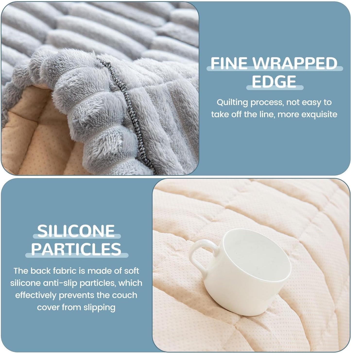 OTOB Dog Couch Covers for 3 Cushion Washable Non Slip Plush Pet Friendly Bed Mat Sofa Cover for Dogs, All Seasons Cozy Soft Fuzzy Furniture Protector Sofa Slipcovers (Gray, 27.6" x 59.1")