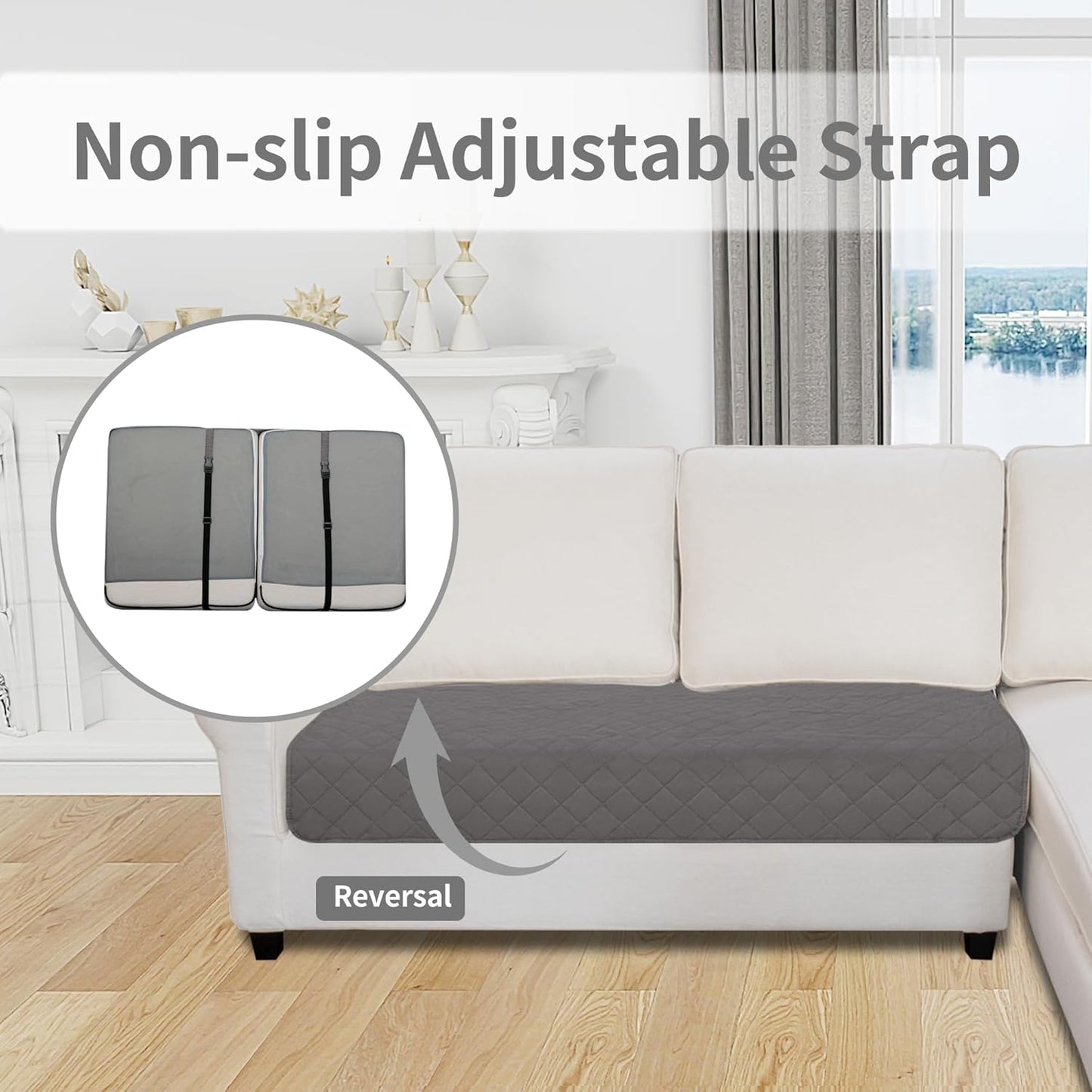 Easy-Going Sectional Couch Covers for Dogs L Shape Sofa Cover Reversible Sofa Slipcover Chaise Lounge Cover Furniture Protector Cover for Pets Dog Cat (30 x 50 inches, Gray/Light Gray)