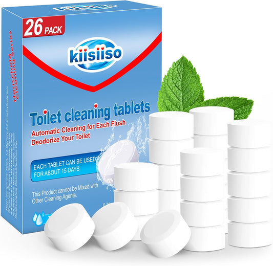 KIISIISO Toilet Bowl Cleaners 26 PACK, Automatic Toilet Bowl Cleaner Tablets for Deodorizing & Descaling, Long-Lasting Cleaning Tablets for Toilet Tank Against Tough Stains