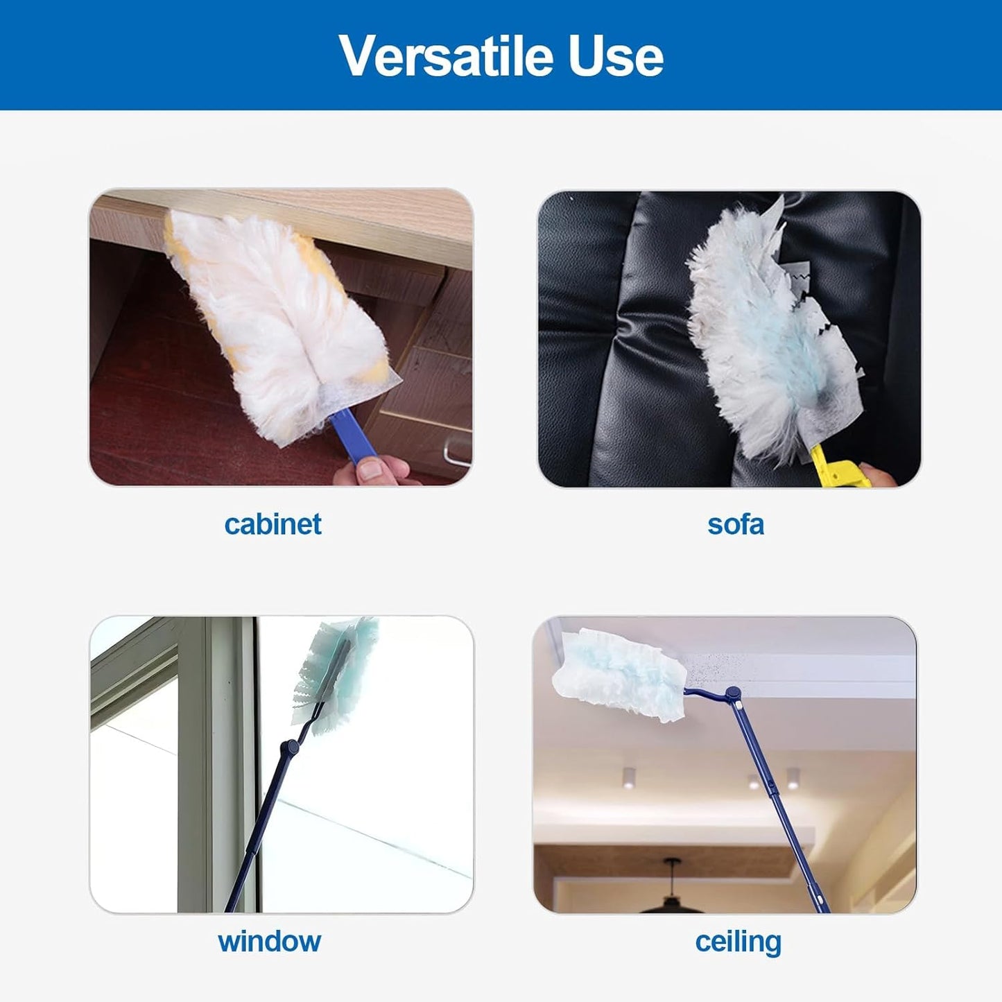 Replacement Handles Compatible with Swiffer Duster Refill, Swiffer Duster Extended Handle,Foldable & Extendable Dust Handle Only(Blue 5pcs)