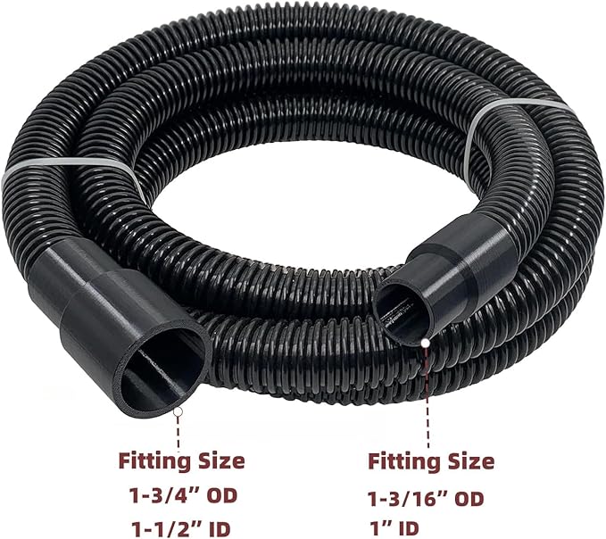 Dust Collection Hose Kit with 2 Fittings and Reducer Connects 2-1/2" and 2-1/4" ID for Woodworking Power Tools Home and Wet/Dry Shop Vacuums