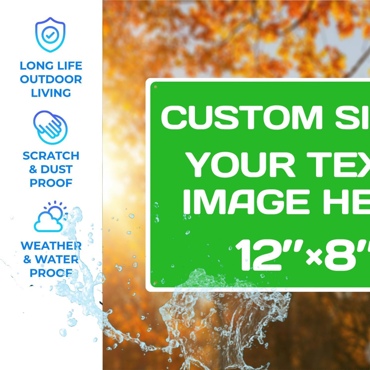 Repaly Personalized signs,Aluminum Weatherproof Metal Sign Multiple Sizes Custom Personalized Text And picture Here,hazard sign,garden sign,custom door sign,Customised business signs Green 12×8