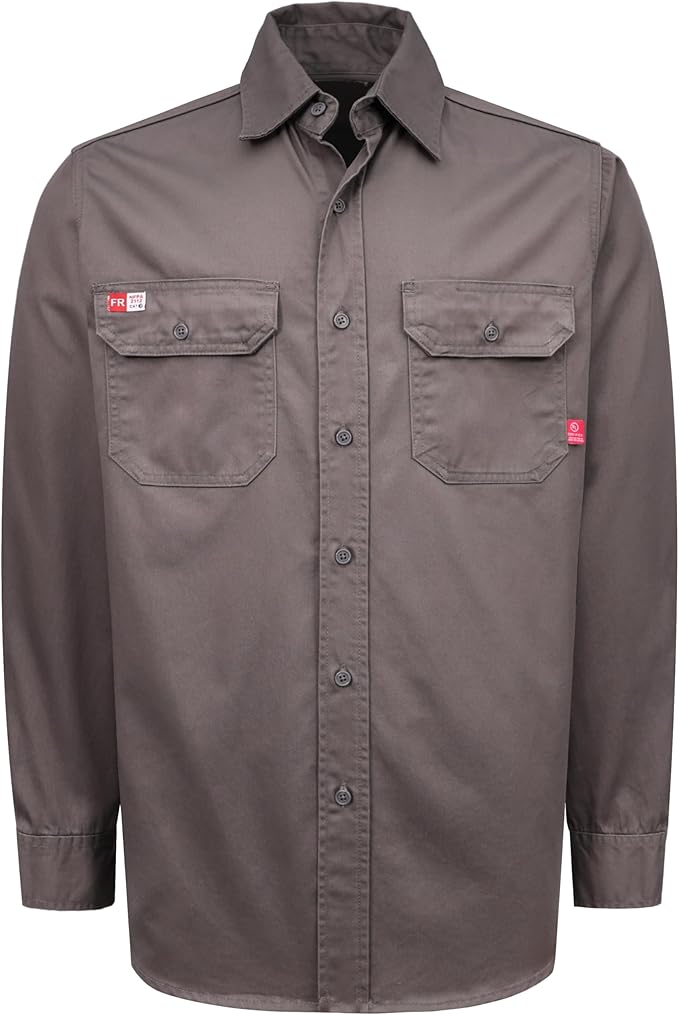 TICOMELA FR Shirts for Men Flame Resistant Shirt CAT2 Light Weight 6.5oz Fire Retardant Men's Welding Shirt