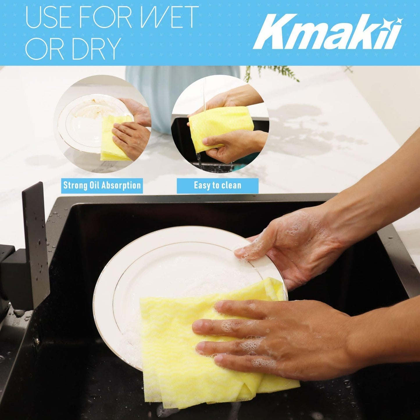 KMAKII Handi Wipe Reusable Cloths - Multi-Purpose Disposable Dish Cloths and Towels, Ultra Absorbent, Fast-Dry, Durable Cleaning Wipes for Kitchen and Home, 4colors, 11.8 x 21 inches, Pack of 80