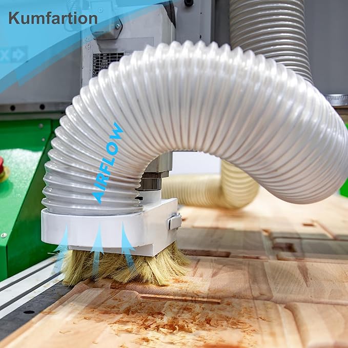 Flexible PVC Dust Collection Hose With Stainless Steel Clamps - Clear Vacuum Hose Fittings and Collector Accessories for Woodworking (6 Inch, 10 ft)