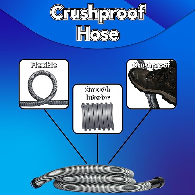 Cen-Tec Systems 94698 Quick Click 10 Ft. Hose for Home and Shop Vacuums with Expanded Multi-Brand Power Tool Adapter Set for Dust Collection