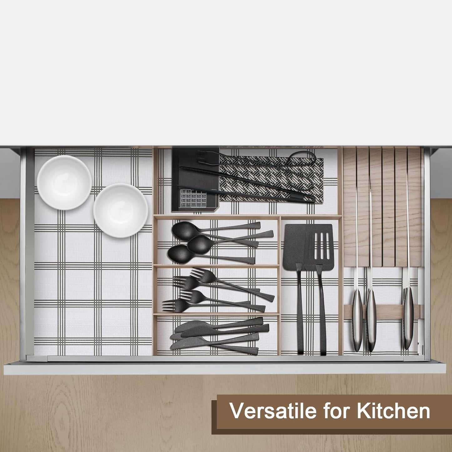 OcePor Non-Adhesive Drawer and Shelf Liner 12IN x 20FT，Non Slip Cabinet and Cupboard Liner, Kitchen Cabinet Liners for Shelves, Waterproof Drawer Shelf Liners for Cabinets/Bathroom Cupboard, Stripe