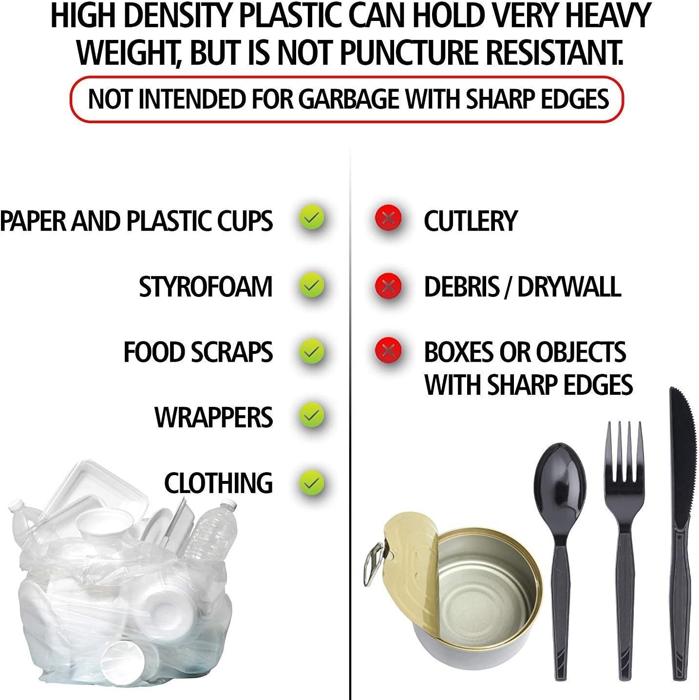 Aluf Plastics High Density Trash Bags, 33 Gallon, 2000 Count, 11 Micron (eq), 33" x 40", Clear, for Bathroom, Office, Industrial, Commercial, Janitorial, Municipal, Recycling