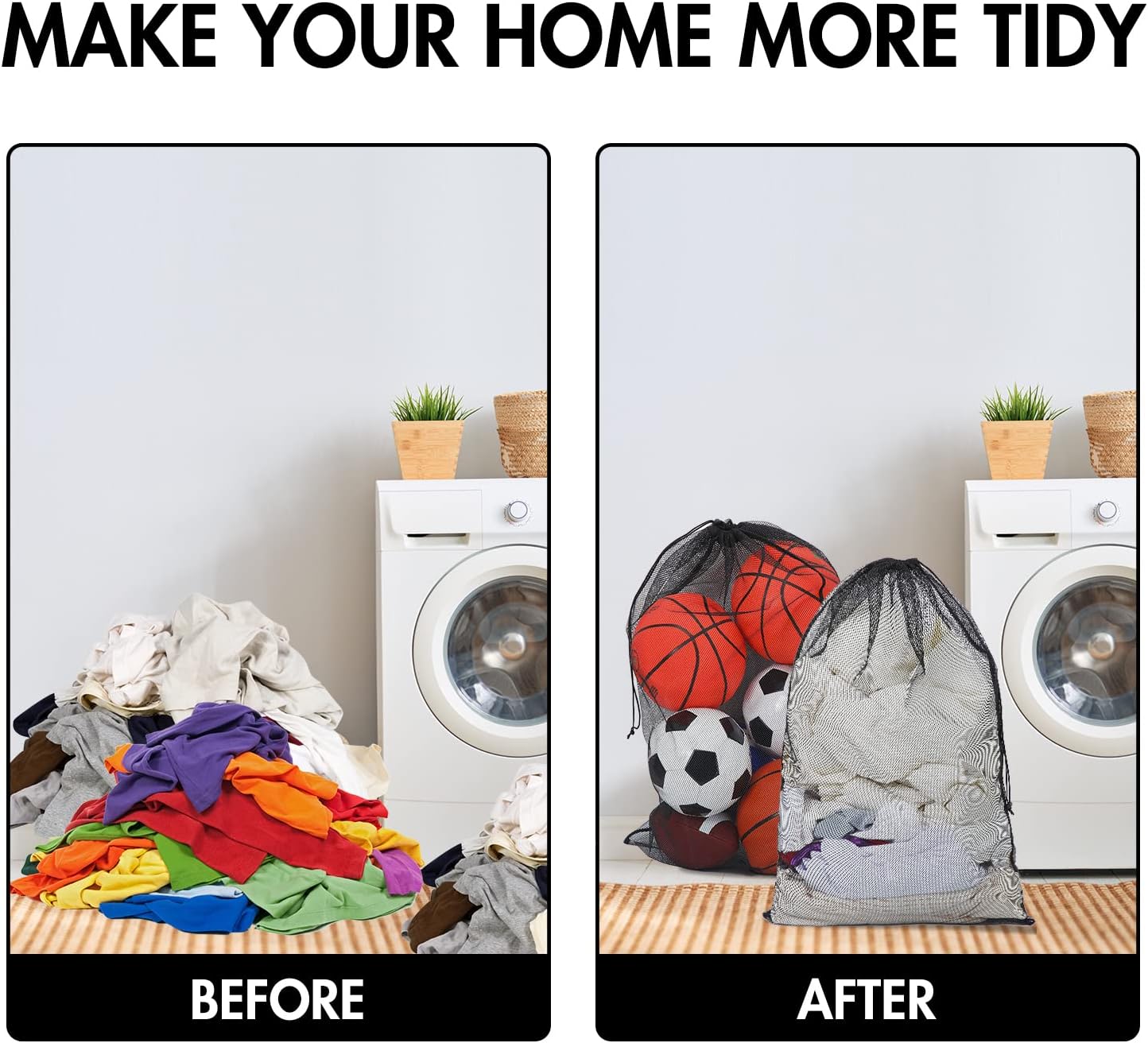 Berlune 30 Pack 24 x 36 Inches Large Mesh Bags for Laundry, Wash bags, Sturdy Mesh Material Closed with Drawstring, Factory, University, Dormitory, Travel and Apartment Dweller (Black)