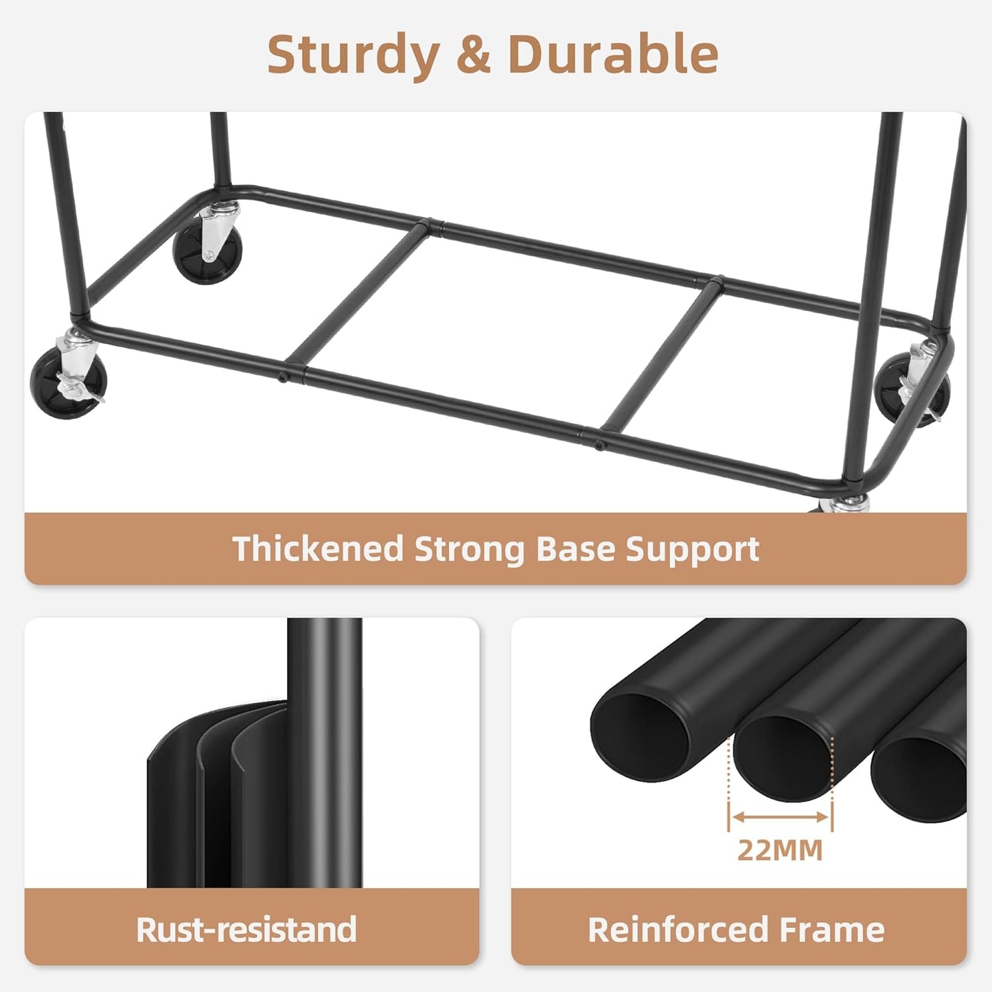 STORAGE MANIAC Commercial Laundry Hamper with Heavy Duty Steel Frame, 74 Gal. Industrial Laundry Basket Cart with Wheels for Hotel, Home, Laundry Room, Big Large Clothes Sorter, 2 Section Beige