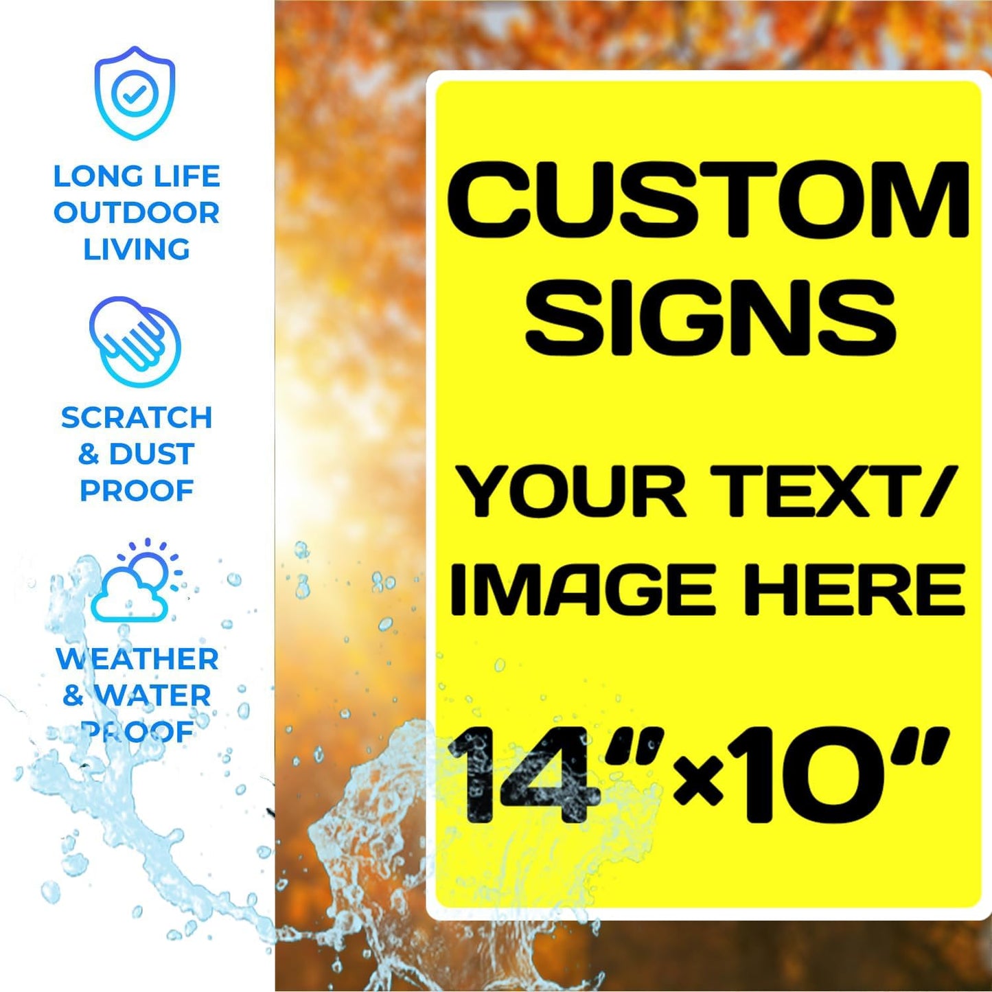 Personalized Aluminum Metal Signs - Weatherproof, Custom Text & Picture, Multiple Sizes, Hazard, Garden, Custom Door, Business Signs