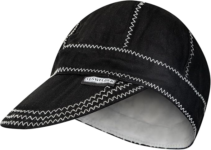 YESWELDER Welding Cap, Black 7-1/2", Heat-Resistant Reversible Protective Welders Cap