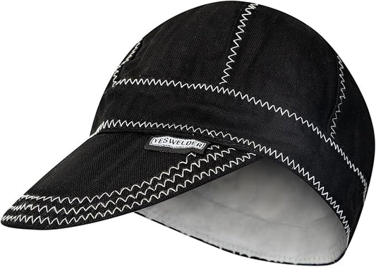 YESWELDER Welding Cap, Black 7-1/4", Heat-Resistant Reversible Protective Welders Cap
