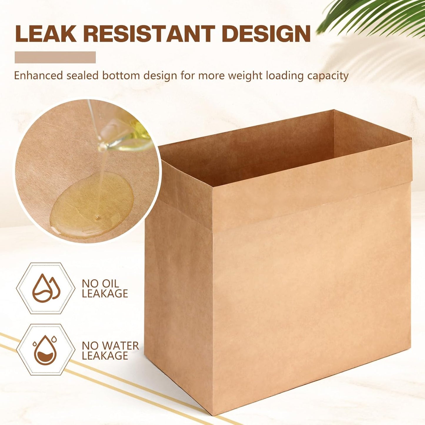 30 Pcs Trash Compactor Bags for Kitchen Pre-Cuffed Heavy Duty Kraft Paper Compactor Bags with Waterproof Liner Reinforced Bottom for Kitchen Use, 20.47 x 15.75 x 8.66"