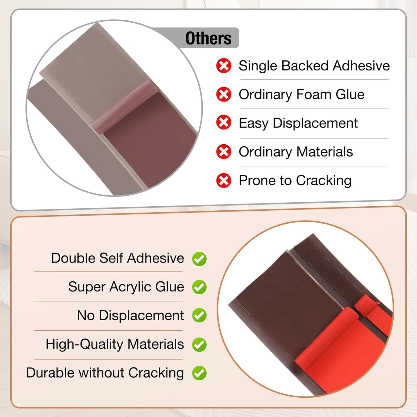 Floor Transition Strip Self Adhesive Vinyl Door Threshold for Doorways Carpet Edging Trim Overlap Edge Reducer for Laminate Floor, Carpet, Tile (Deep Brown Wood Grain, 2/5" to 3/5", 10Ft)