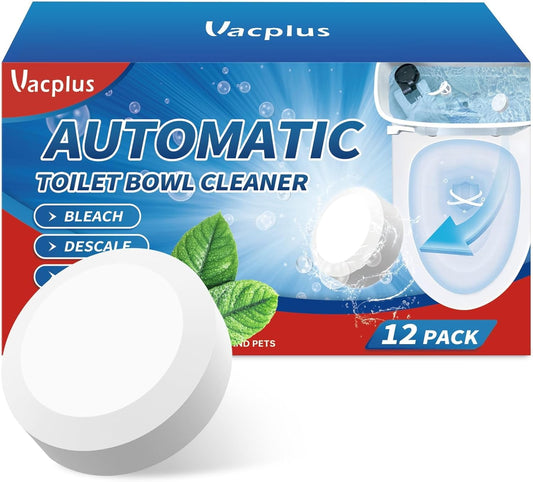 Vacplus Toilet Bowl Cleaners - 12 PACK, Household Toilet Cleaner, Automatic Toilet Bowl Cleaners with Bleach, Sustained-Release Toilet Tank Cleaners for Deodorizing and Descaling, 1.76 Ounces Each