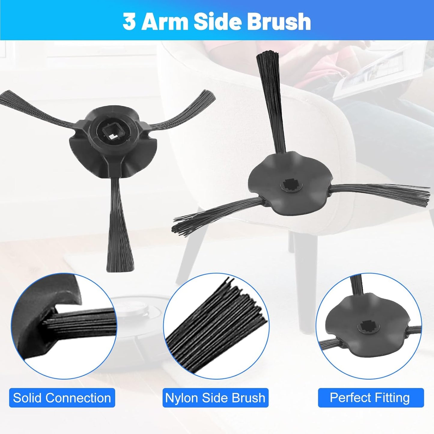 Side Brush for Shark Matrix Robot RV2310, RV2310AE, AV2310, AV2310AE, RV2300, RV2300S, RV2320S, UR2350AE RV2310cdus, UR235BCDUS Vacuum Cleaner Brush Replacment-4 Pack