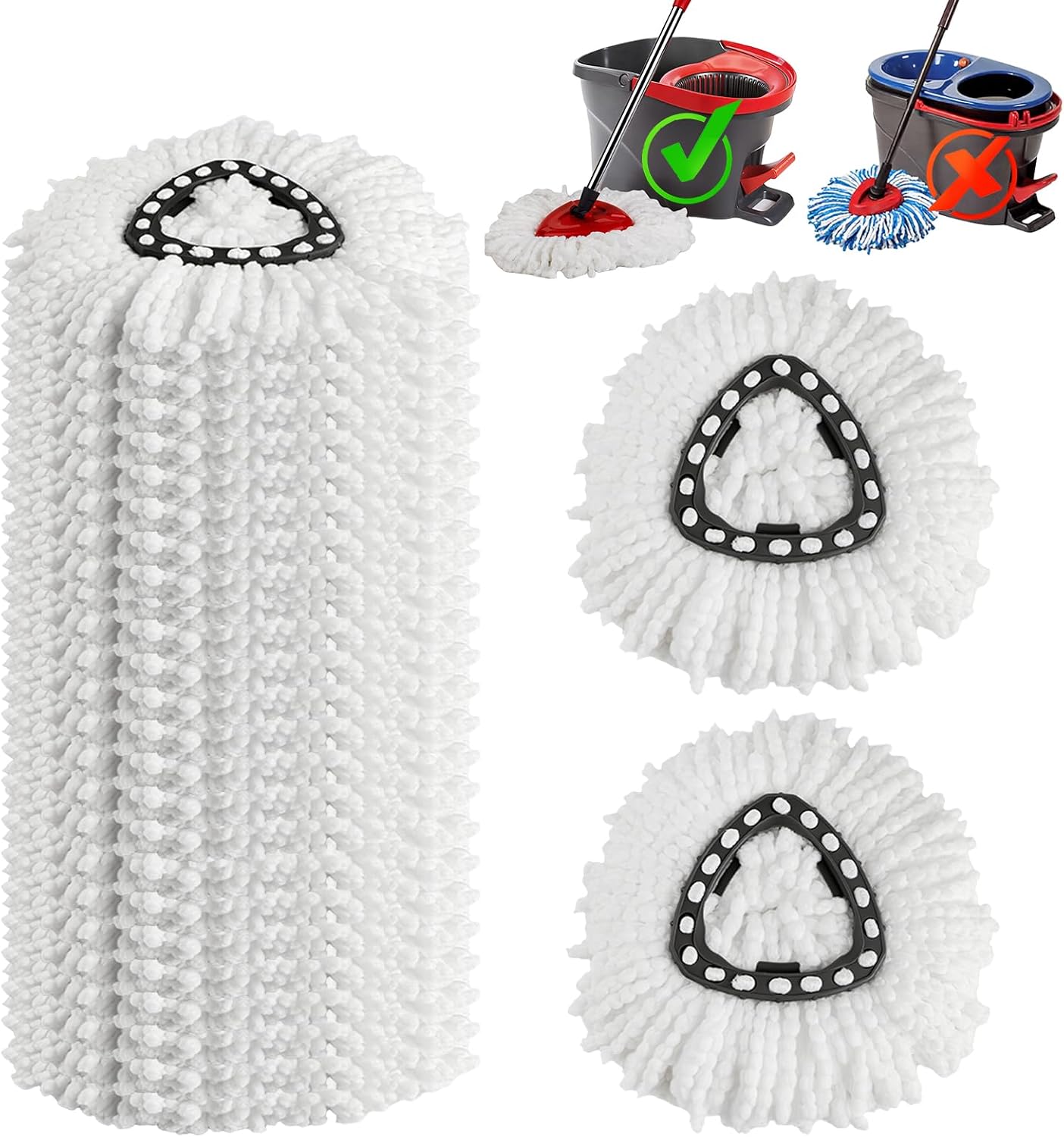 10 Pack Spin Mop Replacement Heads, 360° Microfiber Spin Mop Refills for O-Cdea EasyWrin 1-Tank System, Machine Washable Mop Replace Head for Easy Cleaning