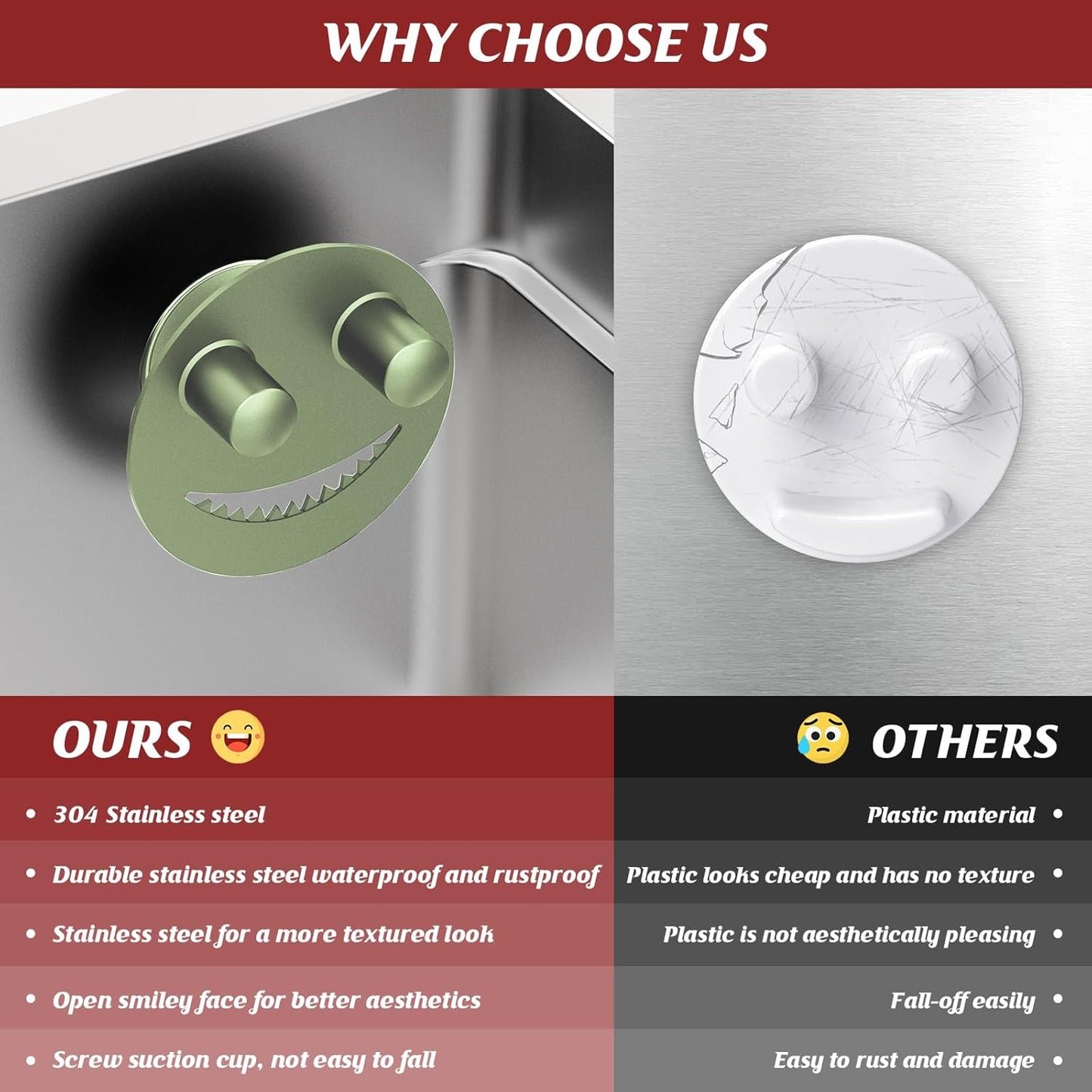 Sponge Holder for Kitchen Sink,Sink Caddy Organizer with Suction Cup Installation for Kitchen/Bathroom, Self Draining,Sponge Caddy for Holding Smiley Sponges-Green