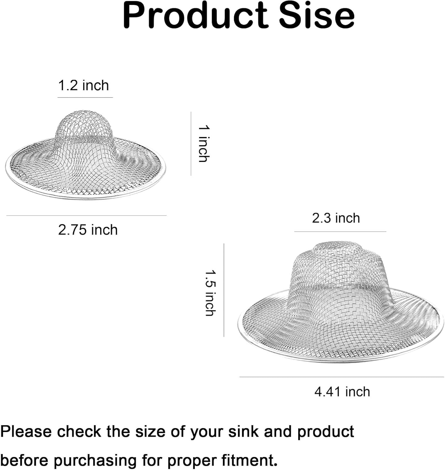 20PCS Stainless Steel Slop Basket Filter Trap, 2.75" & 4.41" Bathroom Sink Drain Strainer Mesh, Mesh Drain Cover Drain Sink Screen for Bathroom Bathtub Kitchen Laundry Lavatory Balcony RV Floor Drain