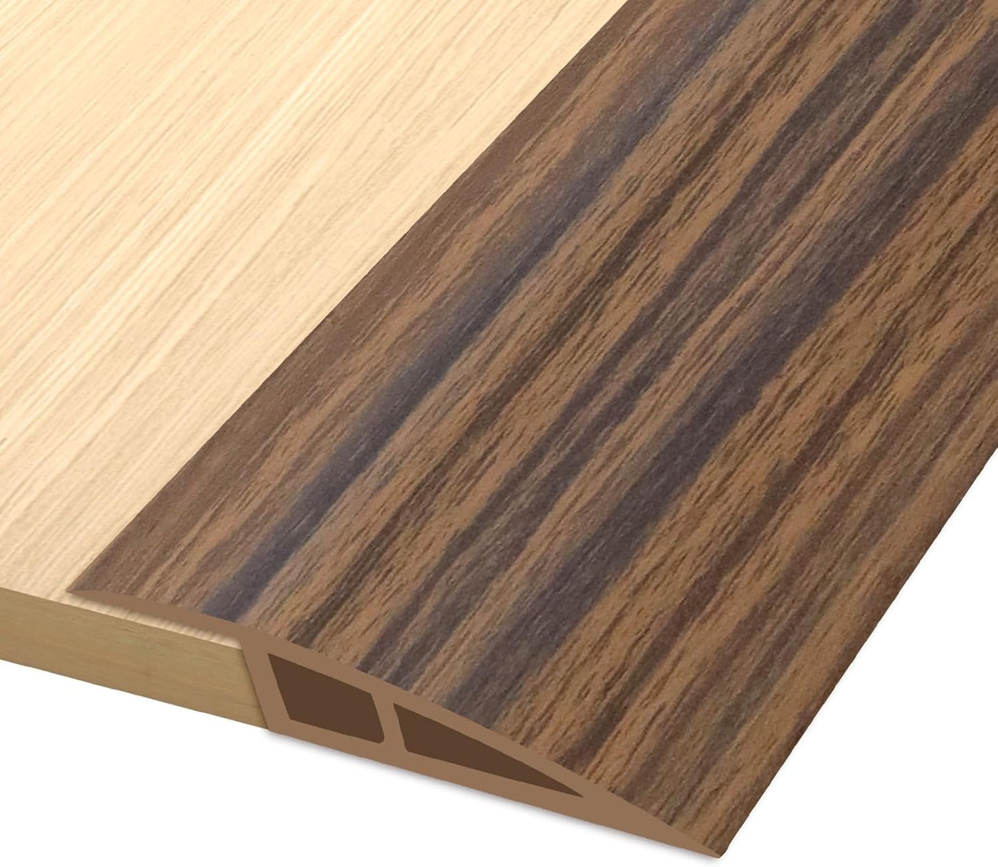 Vinyl Door Threshold Flooring Transition Strip Self Adhesive Carpet Edging Strip for Laminate Doorway Edge Threshold from 2/5" to 3/5" (Smoked Brown Wood Grain, 6.6 Ft)
