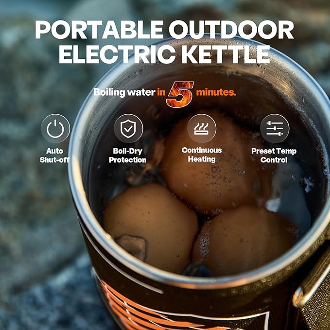 Electric Kettle Pot, Portable French Press Coffee Maker, Small Travel Water Boiler Cooker, 500 W Electric Tea Kettle for Boiling Water, Popcorn Maker, Camping RV Essentials