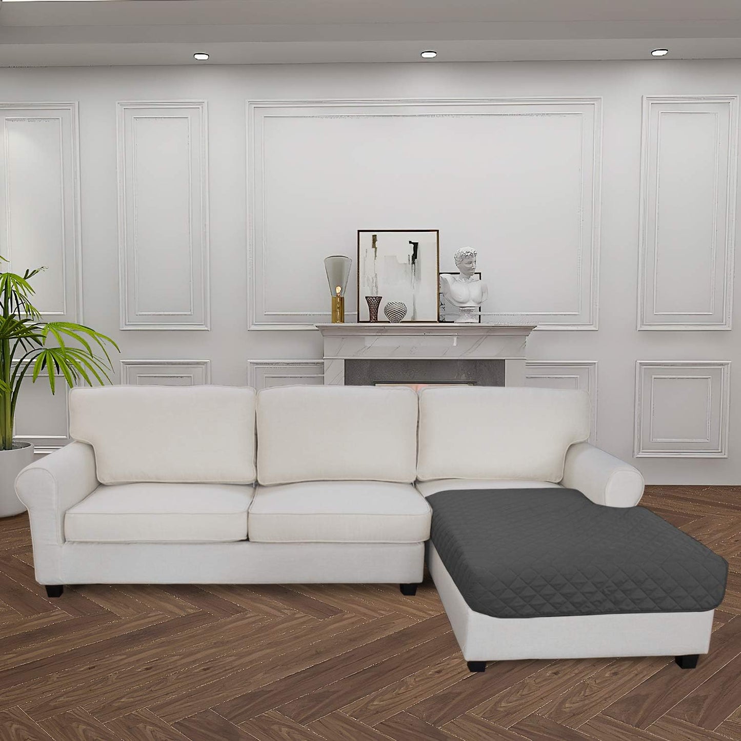 Easy-Going Sectional Couch Covers for Dogs L Shape Sofa Cover Reversible Sofa Slipcover Chaise Lounge Cover Furniture Protector Cover for Pets Dog Cat (42 x 68 inches, Dark Gray/Dark Gray)