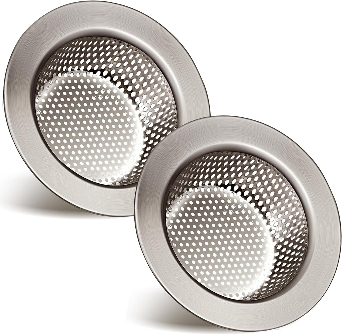 Retisee 2 Pcs Sink Strainer Stainless Steel Kitchen Sink Drain Strainer Basket Cover Mesh Hair Food Catcher, Large Wide Rim of 4.4 Diameter(Brushed Silver)