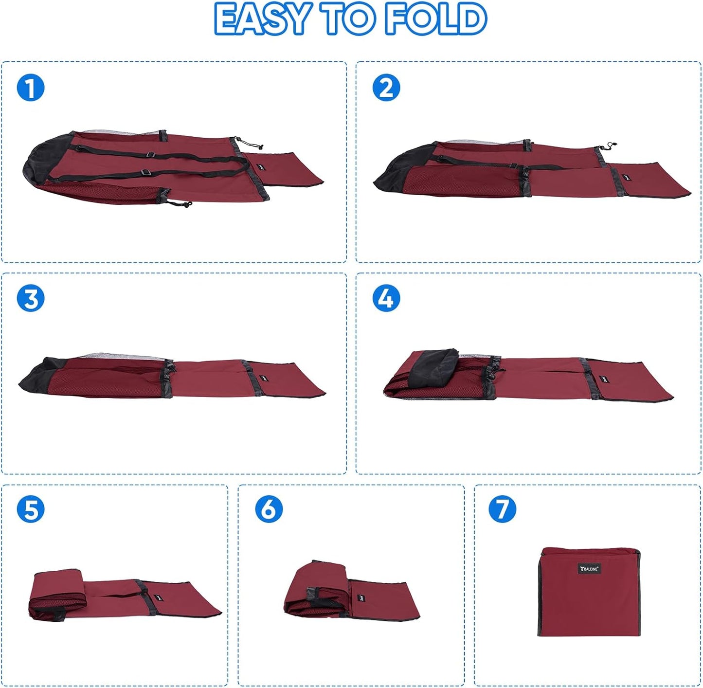 BALEINE 120L Laundry Bag Backpack, 900D Oxford Fabric Large Travel Laundry Bags with Shoulder Straps and 2 Mesh Pockets for College Dorm, Apartment, Laundromat (Red, 120L)