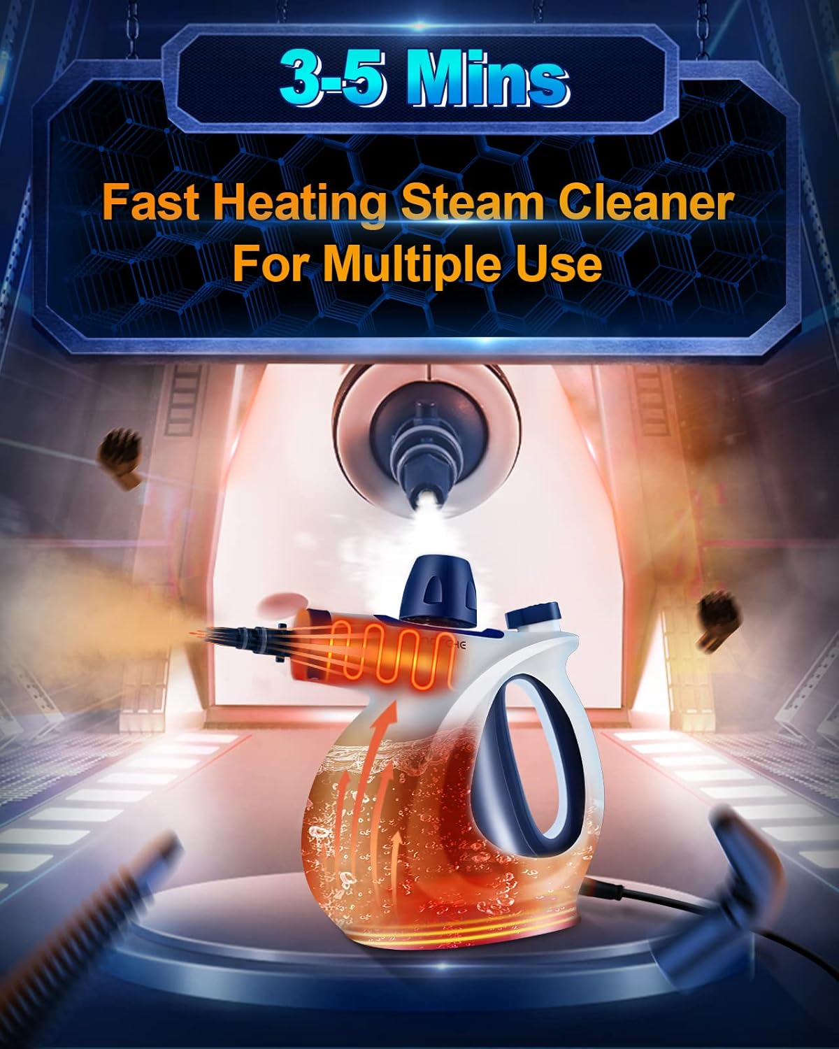Handheld Pressurized Steam Cleaner with 11-Piece Accessory Set, Multi-Surface Steamer for Cleaning, All Natural Steam Cleaner for Home, Upholstery, Car, Floor, Kitchen and More