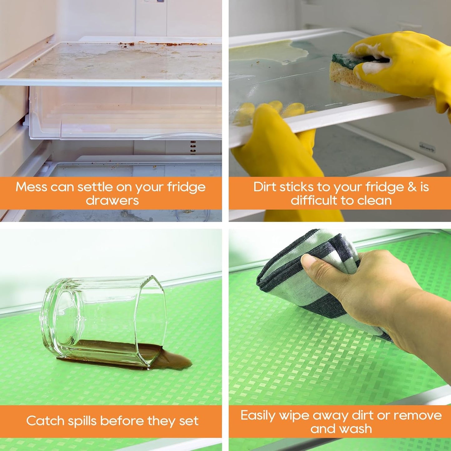 Green Fridge Liner Shelf Liners for Kitchen Cabinet Refrigerator Liners Waterproof & Oil-Proof Kitchen Cupboard Liner Non Adhesive Drawer Mats EVA Material for Shelves 11.8 x 236.2 Inches