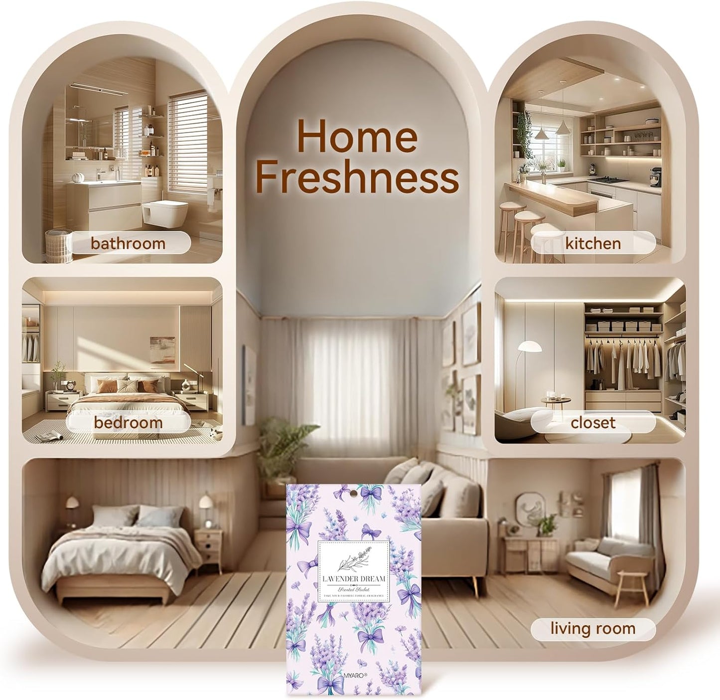 MYARO 20 Packs Fresh Lavender Sachets, Air Freshener for Drawer and Closet, Long-Lasting Sachets Bags Drawer deodorizers Fresh Scents, Home Fragrance for Lover