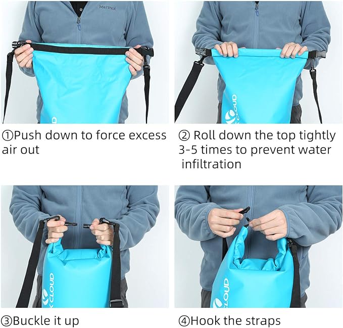 ROCK CLOUD Dry Bag Waterproof 5L Dry Sack for Kayaking Rafting Boating Beach Surfing Swimming Canoe Camping Hiking Fishing Ski, Lake Blue