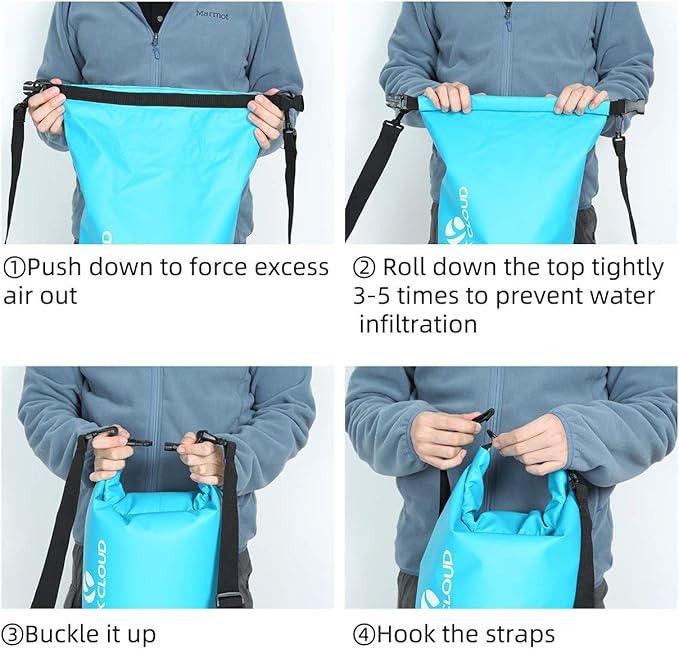 ROCK CLOUD Dry Bag Waterproof 10L Dry Sack for Kayaking Rafting Boating Beach Surfing Swimming Canoe Camping Hiking Fishing Ski, Lake Blue