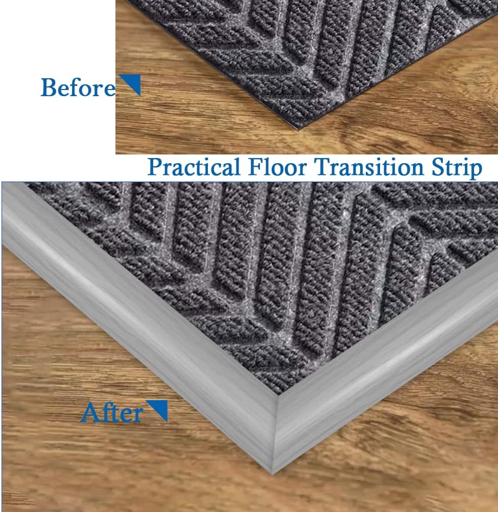 Floor Transition Strip Self Adhesive Carpet & Flooring Transitions Edging Trim Strip PVC Threshold Transitions Suitable for Threshold Height Less Than 5mm (20Ft, Wood Grain Gray-New)