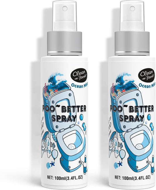 Clean-n-Fresh Toilet Spray, Ocean Mist, Air Freshener Bathroom Spray, Toilet Bathroom Odor Deodorizer, 6.8 Fl.Oz - Sea Salt, Jasmine & Bergamot