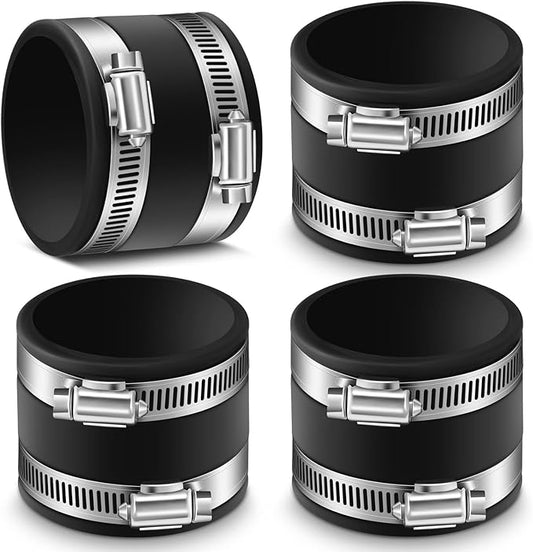 Minatee Dust Control Flex Cuffs with Stainless Steel Hose Clamps, Flexible PVC Coupling for Plastic and Copper Plumbing Connections, Connector Ports Dust Collection Fittings(2-1/2 Inch, 4 Pcs)