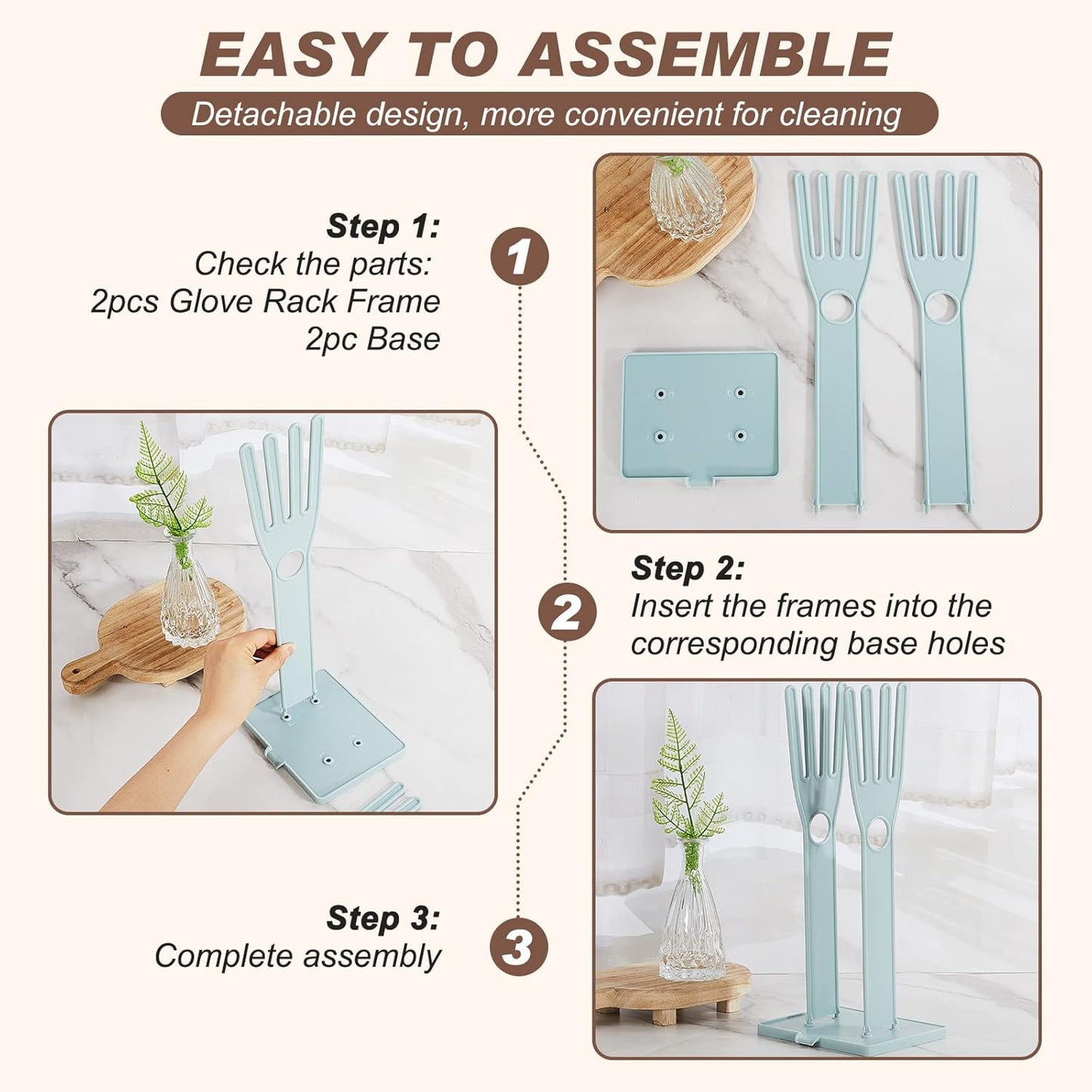 Nuenen 2 Pieces Kitchen Glove Holder Glove Drying Rack Dryer Plastic Mitten Rubber Rack Sink Stand Towel Hanger Reusable Towel Storage Holders for Sponge Food Bag Organizer, Pink and Blue