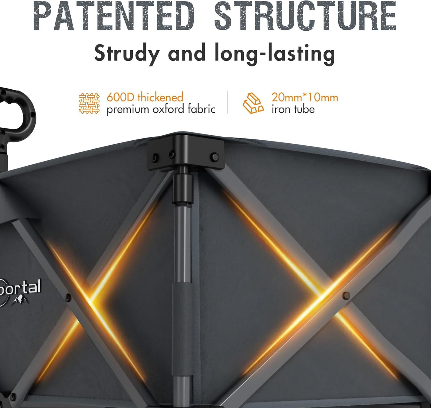 PORTAL Collapsible Wagon with Brakes, Heavy Duty Utility Cart with All-Terrain Wheels, Portable Folding Wagons for Camping, Beach, Garden, Shopping, and Groceries